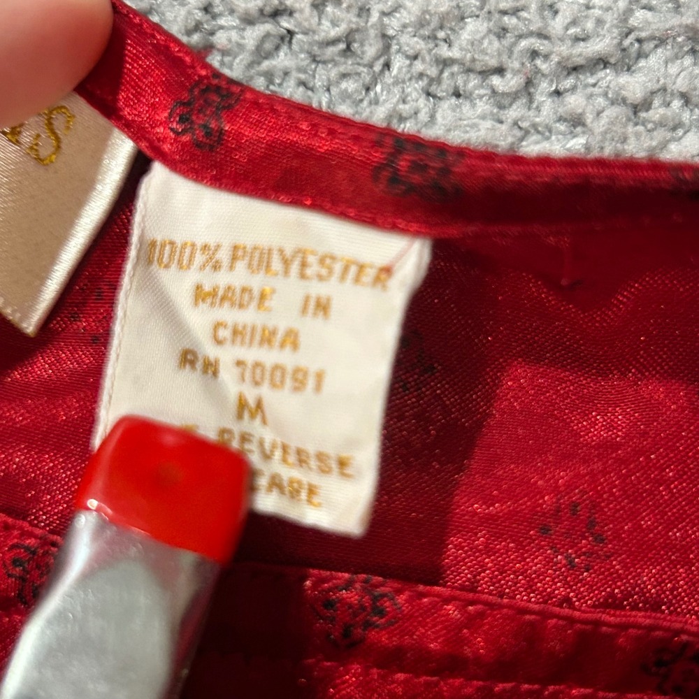 Victoria's Secret Pajama Top 80s Vintage M Red Gold Label Satin Coquette Retro - Picture 6 of 8